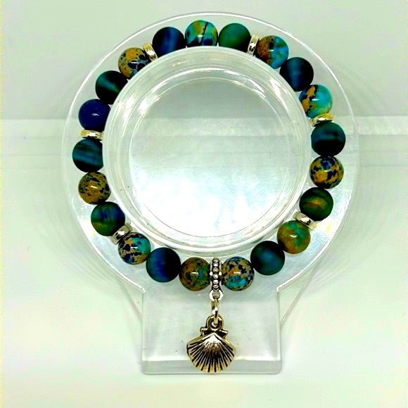 Handmade Seashell Charm Bracelet with Natural Sea Sediment & Tiger Eye Stones! - Picture 4 of 4